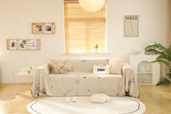 Kuber Industries Decorative Chenille Sofa Throw|Throw for Sofa, Bed & Couch|Ideal for Indoor & Outdoor 70x51 Inches (Off White)