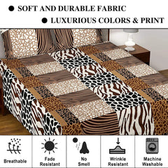 Kuber Industries Double Bedsheet|Glace Cotton Stone Print Bedsheet with 2 Pillow Covers for Living Room|Bedroom|90x100 Inch (Black & Brown)