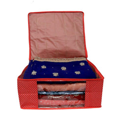 Kuber Industries Hathkadi 6 Piece Cotton Saree Cover, Red