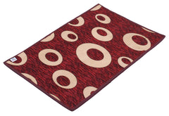 Heart Home Circle Print Design Microfiber Anti Slip Door Mat (Maroon)-HEARTXY11457