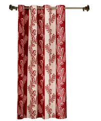 Kuber Industries Leaf Printed 7 Feet Door Curtain for Living Room, Bed Room, Kids Room with 8 Eyelet (Maroon)-HS43KUBMART25593, Standard