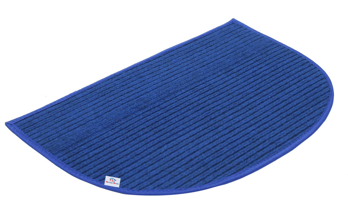 Heart Home D-Shape Microfiber Anti Slip Door Mat (14'' x 23'', Blue)-HEART12172