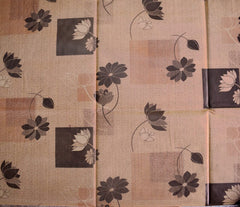 Kuber Industries Flower Printed PVC Spillproof, Waterproof, Antislip, Wipe Clean 6 Seater DinningTable Cover with Gold Lace Border, 60"x90" (Golden)