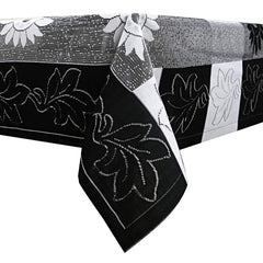 Kuber Industries CTKTC05161 Floral Cotton 6 Seater Dining Table Cover (Black)