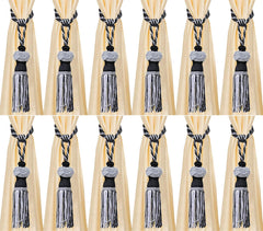Heart Home Polyester 12 Pieces Curtain Tie Back Tassel Set (Black) - CTHH1287