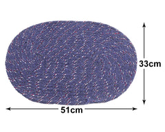 Kuber Industries Cotton Oval Door Mat for Porch/Kitchen/Bathroom/Laundry Room,(Blue) 54KM3956
