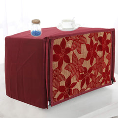 Heart Home Velvet Flower Printed Microwave Oven Cover, Dustproof Machine Protector Cover,30 LTR. (Maroon)-HS43HEARTH26054