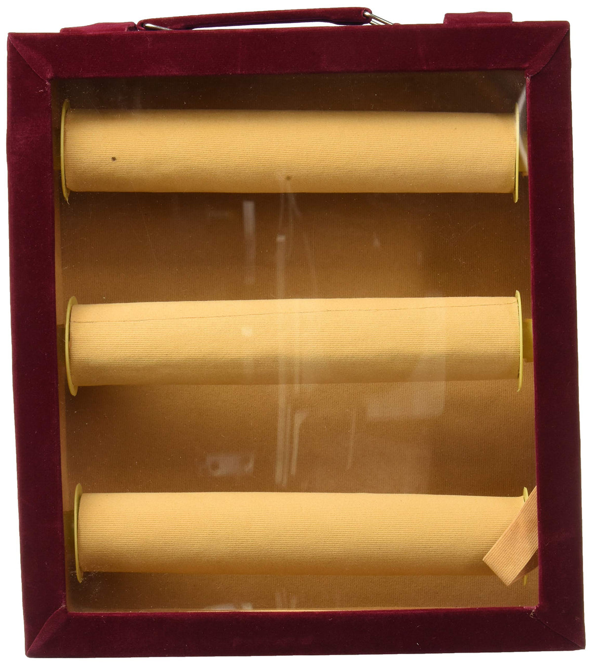 Kuber Industries 2 Rods Transparent Bangle Organizer Box Velvet Coated Jewelry Storage Case Standard Multi (VAR48_Maroon)