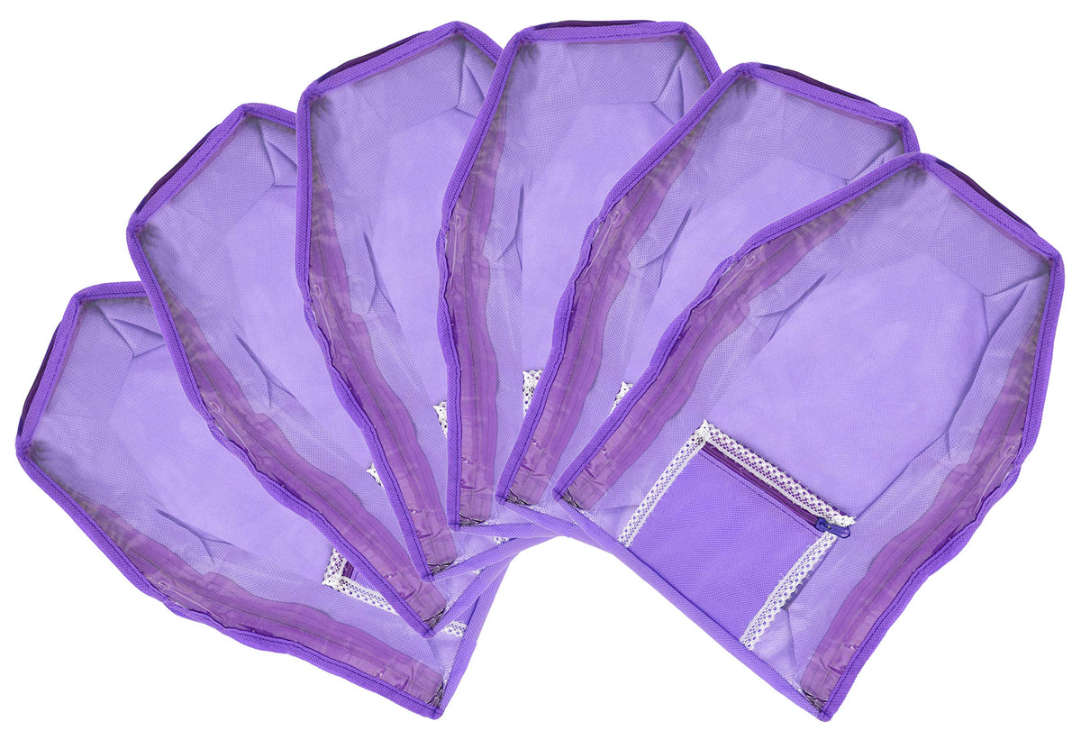 Kuber Industries 6 Piece Non Woven Blouse Cover with Front Transparent Window with Attached Pocket Set (Purple)