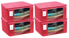 Kuber Industries Cotton 4 Pieces Three Layer Quilted Extra Large Saree Cover (Pink)-CTKTC13473,Standard