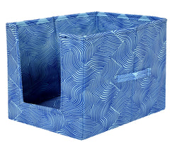 Kuber Industries Lehariya Printed Non-Woven Foldable Shirt Stacker Closet Organizer With Handles- Pack of 6 (Blue)-HS43KUBMART26494