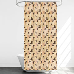 Kuber Industries Shower Curtain | AC Curtain for Bathroom | Brown Flower Super Soft PVC AC Curtain for Door | Bathroom Shower Curtain with Hooks | 7 Feet | Cream