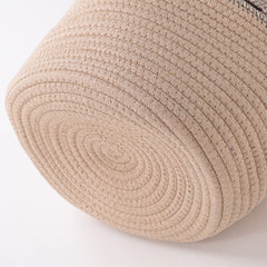 Kuber Industries Cotton Woven Storage Basket With Handle|Shelf Basket Hamper|Organizer for Toys, Socks, Cosmetic|Capacity 22 L|BEIGE|