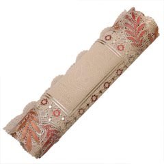 Kuber Industries Leaf Design Virgin Viny Soft Fabric Dining Table Runner 34"x17" or 84 x 42 cm (Cream) - CTKTC45909