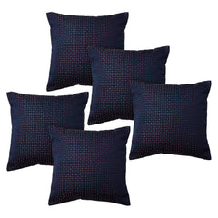 Kuber Industries Cushion Cover | Sofa Cushion Covers | Embossed Square Cushion Covers | Polyester Cushion Covers | Dot Print Couch Cushion Covers | Set of 5 | 16 Inch | Blue