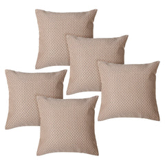 Kuber Industries Cushion Cover | Sofa Cushion Covers | Embossed Square Cushion Covers | Polyester Cushion Covers | Dot Print Couch Cushion Covers | Set of 5 | 16 Inch | Cream