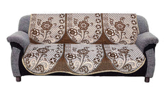 Kuber Industries CTKTC013570 Flower Design Cotton 5 Seater Sofa Cover Set (Brown, Standard) - 6 Pieces