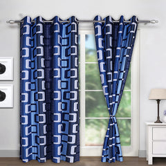 Kuber Industries Curtain|Door Curtain 7 Feet|Black Out Curtain for Door|Faux Silk Curtains with Eyelet|Set of 2 (Blue)