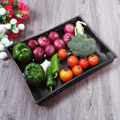 Kuber Industries Storage Tray|Versatile Plastic Storage Organizer|Rectangular Tray for Kitchen Storage|Storage Tray for Office|ALEXA-15 (Black)