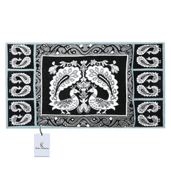 Kuber Industries Black & Grey Cotton Fridge Top Cover (Peacock Design) (FC05), Multi, Standard (FRIDGEKIFC05)