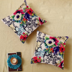 Heart Home Cushion Cover|Sofa Cushion Covers|Flower Print Sitting Cushion Cover|Polyester Cushion Filler|16x16 Inch|Set of 5 (Multicolor)