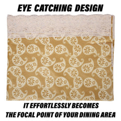 Heart Home Dining Table Cover | Kitchen Dining Tablecloth | 6 Seater Dining Table Cover | Dining Table Cover for Hall Décor | Carry Design Tablecloth | DTC | 60x90 | Golden