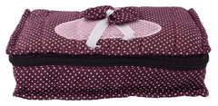Fun Homes Cotton Multipurpose 7 Pocket Dot Printed Jewellery Storage Bag Pouch/Travel Kit Organizer (Pink & Purple)-Pack of 2-FHUNH15445, L