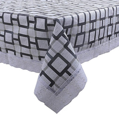 Kuber Industries Checkered Design PVC 6 Seater Dining Table Cover 60"x90" (Grey) - CTKTC040127