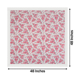 Heart Home Square Table Cover for 4 Seater|PVC Waterproof Flower Pattern Tablecloth Indoor & Outdoor|48x48 Inch (White)