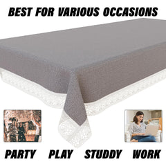 Heart Home Dining Table Cover | Kitchen Dining Tablecloth | 6 Seater Dining Table Cover | Dining Table Cover for Hall Décor | Plain Texture Tablecloth | DTC | 60x90 | Gray