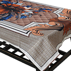 Kuber Industries Leaf Design Jute 4 Seater Center Table Cover - Grey