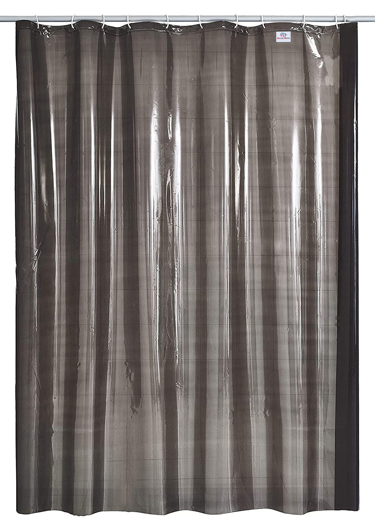Heart Home 0.30mm PVC Shower/AC Curtain, 9 Feet (Black Transparent)-HS_38_HEARTH21472