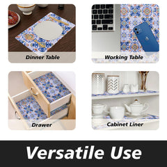 Heart Home Shelf Liner | Kitchen Cabinet Shelf Protector | Kitchen Liners for Cabinets and Drawers | Drawer Liner Mat | Flower Star Shelf Liner Roll | Cabinet Mat | 3 MTR | Blue