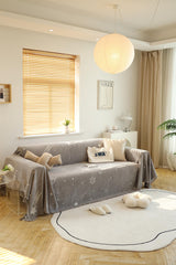 Kuber Industries Decorative Chenille Sofa Throw|Throw for Sofa, Bed & Couch|Ideal for Indoor & Outdoor 70x70 Inches (Grey)