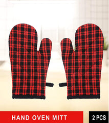 Kuber Industries Check Design Heat Resistant Cotton Kitchen Oven Mitt Microwave Glove Set, Non-Slip Grip and Hanging Loop for Kitchen, Cooking, Baking, Set of 2 (Multi), (Model: HS_37_KUBMART020608)
