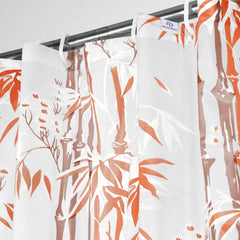 Heart Home Bamboo Printed Stain Resistant, No Odor, Waterproof PVC AC/Shower Curtain with Hooks,7 Feet- Pack of 2 (Orange)