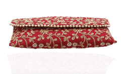 Kuber Industries Women's Handcrafted Embroidered Clutch Bag Purse Handbag for Bridal, Casual, Party, Wedding (Maroon) CTKTC034509