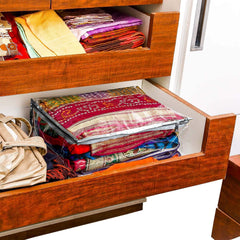 Kuber Industries 3 Piece PVC Saree Cover (White)