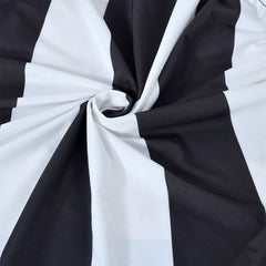 Kuber Industries Strip Printed Polyester Stretchable Elastic Dining Chair Cover/Seat Slipcover/Seat Protector- Pack of 4 (Black & White)-50KM0940