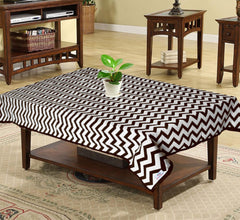 Heart Home Cotton Zig Zag Print 4 Seater Center Table Cover/Table Cloth for Home Decorative 60 in. x 40 in. (Brown) 54HH4377.