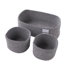 Kuber Industries Pack of 3 Cotton Woven Storage Basket With Handle | Shelf Basket Hamper | Organizer for Toys, Socks, Cosmetic | Capacity 9.2L, 3L, 3L | Stylish and Functional Organization Solution