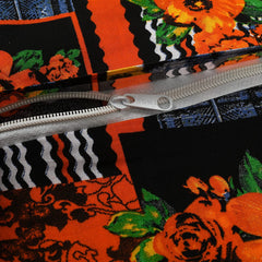 Heart Home Cushion Cover|Sofa Cushion Covers|Floral Print Sitting Cushion Cover|Cotton Cushion Filler|16x16 Inch|Set of 5 (Orange)