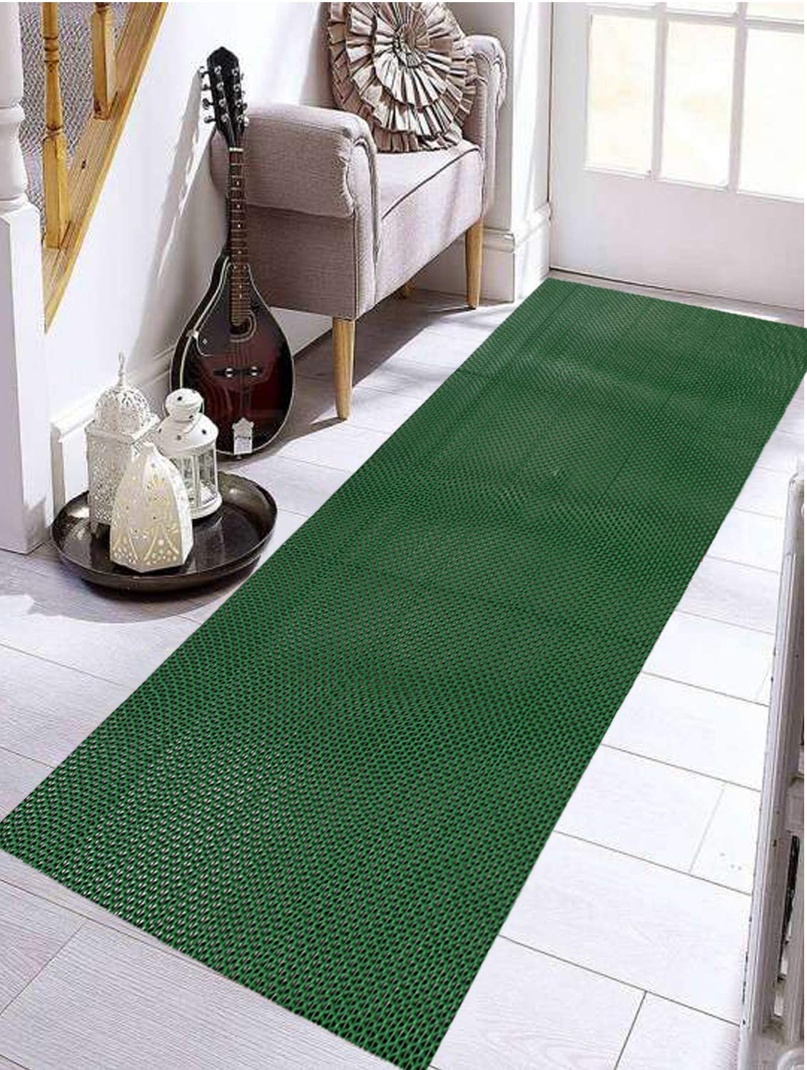 Heart Home Snack Design Wipes PVC 1 Piece Floor Mat Door Mat 2x8 Feet (Green)- CTHH03598