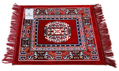 Kuber Industries 4 Pieces Velvet Prayer Mat/Aasan/Pooja Mat/Meditation Mat/Multipurpose Velvet Rug Mat 2 Ft X 2 Ft (Red & Maroon) CTKTC33988, Standard