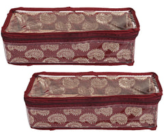 Heart Home Multipurpose Feather Design Laminated 1 Rod Bangle Box/Organizer/Case With Tranasparent Top - Pack of 2 (Maroon)-47HH0195