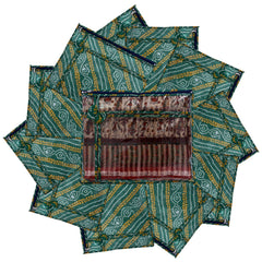 Heart Home Bandhani Print PVC Foldable Single Saree Cover|Clothes Storage For Saree, Lehenga, Suit With Transparent Pack of 6 (Green)
