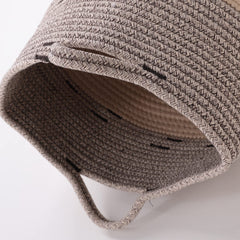 Kuber Industries Cotton Woven Storage Basket With Handle|Shelf Basket Hamper|Organizer for Toys, Socks, Cosmetic|Capacity 22 L|BEIGE|