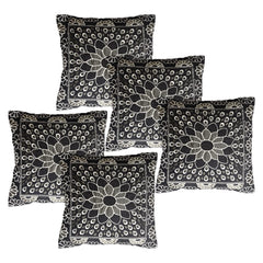 Kuber Industries Cushion Cover | Sofa Cushion Covers | Embossed Square Cushion Covers | Velvet Cushion Covers | Couch Cushion Covers | Set of 5 | 16 Inch | Black