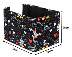 Kuber Industries Disney Mickey Print Non-Woven Fabric 3 Pieces Foldable Cloth Storage Boxes Organizer for Wardrobe With Handle (Black)-KUBMART16073