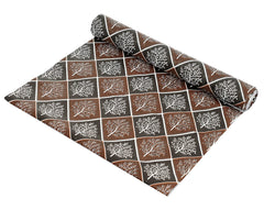 Heart Home Leaf Printed PVC Anti Slip Skid Shelf Mat, 10 Mtr- Pack of 2 (Brown & Black)